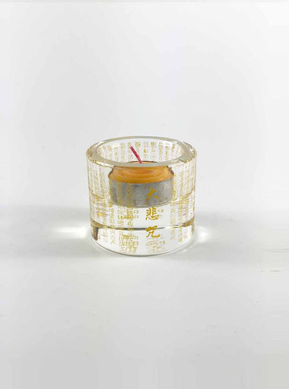 Engraved Great Compassion Mantra Crystal Candle Holder