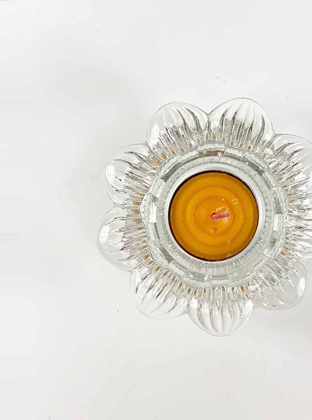 Glass Blooming Lotus Candle Holder