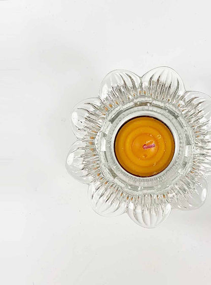 Glass Blooming Lotus Candle Holder