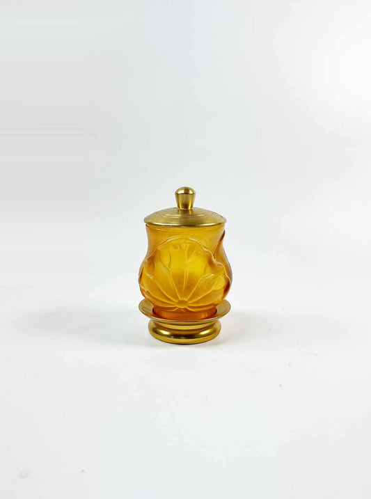 Glass Lily Pad Offering Cup in Amber