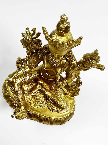 Gold-plated Green Tara Statue 10cm