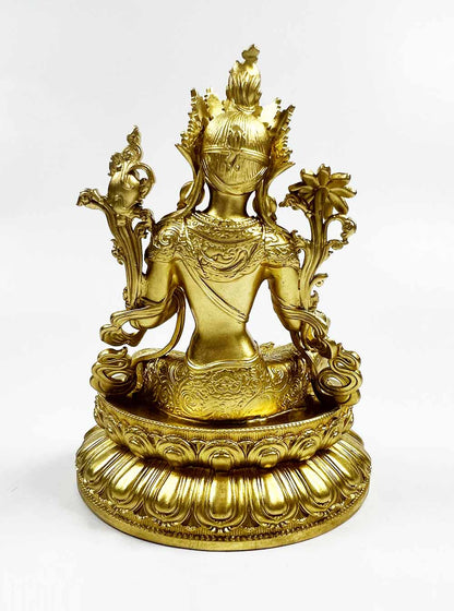 Gold-plated Green Tara Statue 10cm