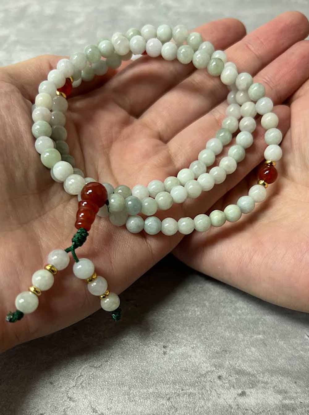 Green White Jade Mala 108 Beads (6mm)
