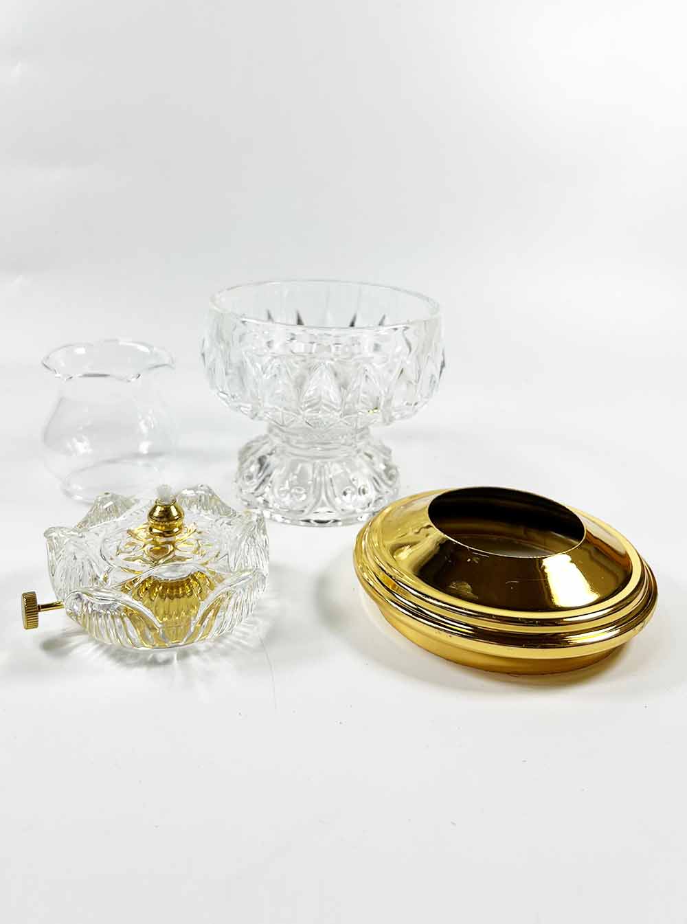 Lotus-shaped Oil Lamp with Gold Cover