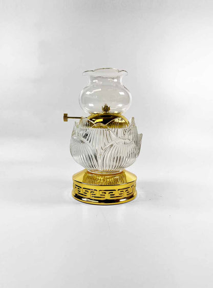Lotus-shaped Oil Lamp with Gold Stand