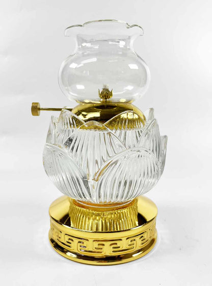 Lotus-shaped Oil Lamp with Gold Stand