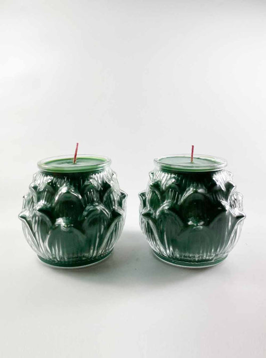 Lotus Embossed Butter Candle Lamp in Green (3 Days)