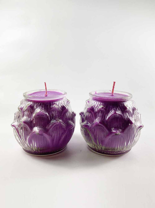 Lotus Embossed Butter Candle Lamp in Purple (3 Days)