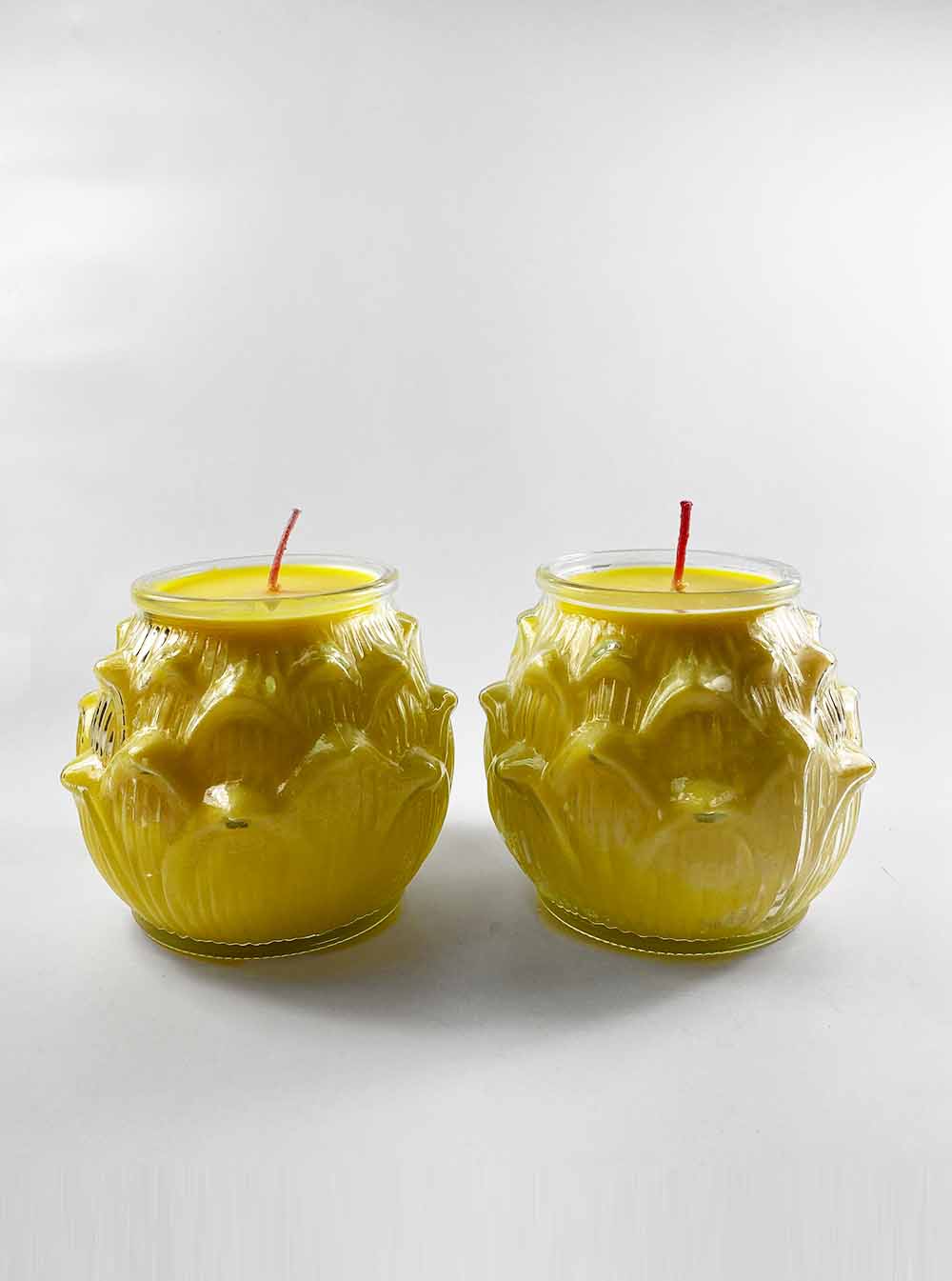 Lotus Embossed Butter Candle Lamp in Yellow (3 Days)