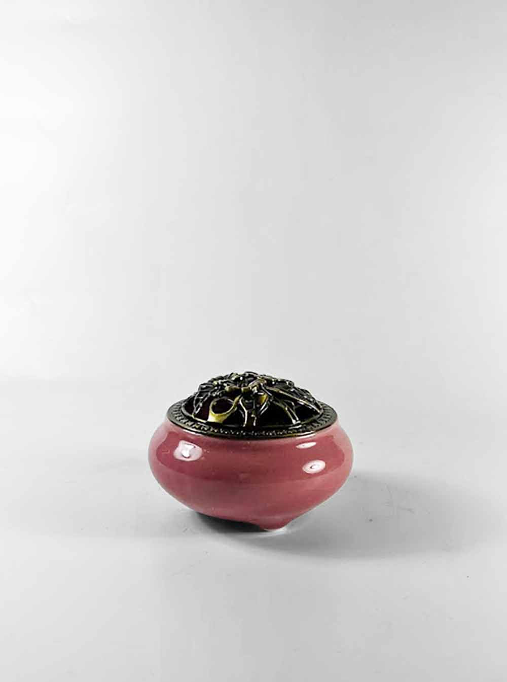 Pink Ceramic Incense Burner with Lid