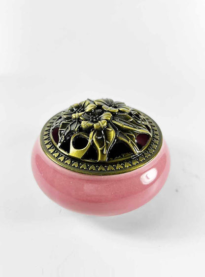 Pink Ceramic Incense Burner with Lid