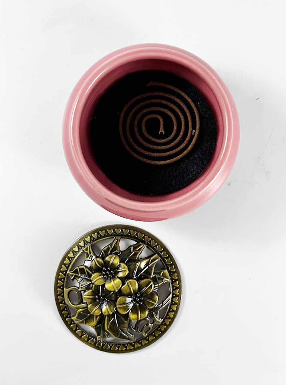 Pink Ceramic Incense Burner with Lid