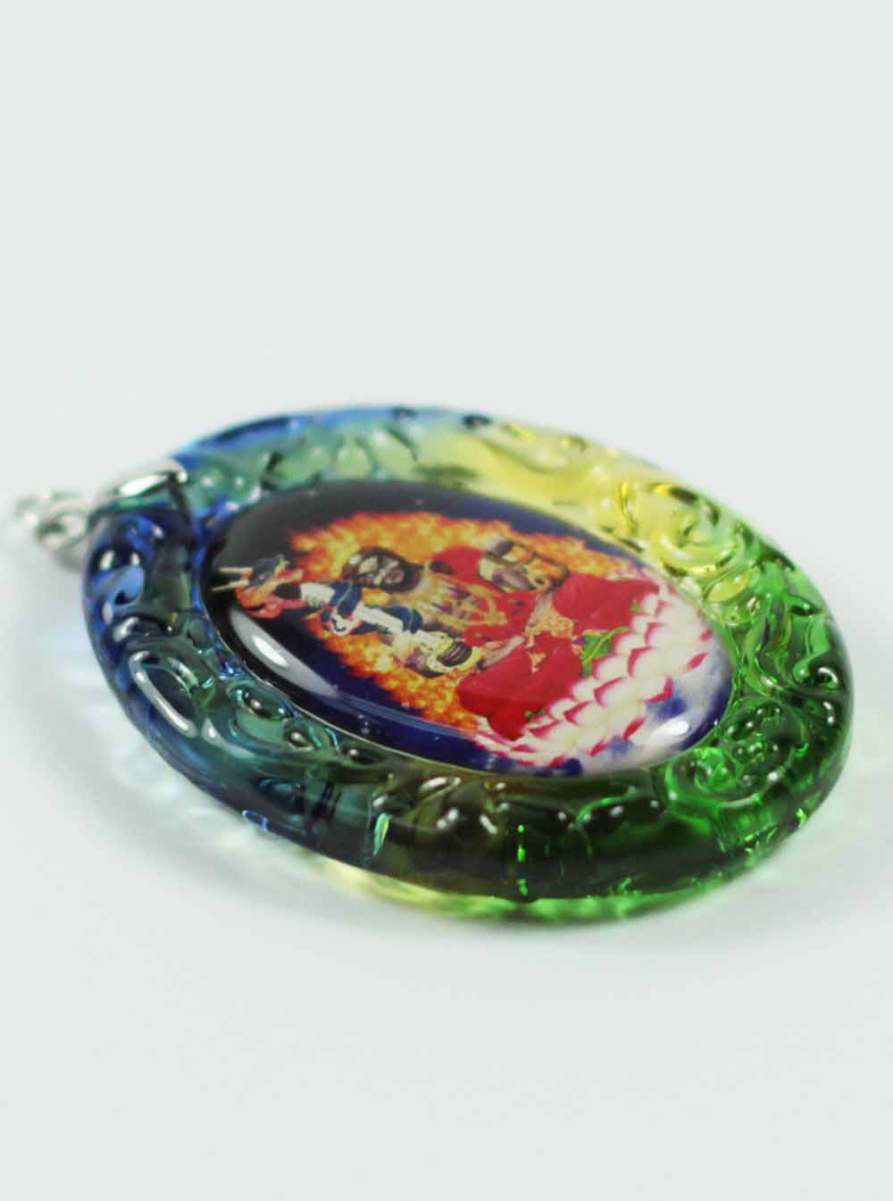 
					Acala Bodhisattva Colour-glazed Glass Pendant				