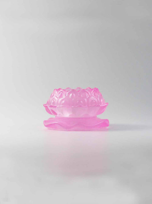 
					Lotus Colour Glazed Glass Candle Holder in Pink				