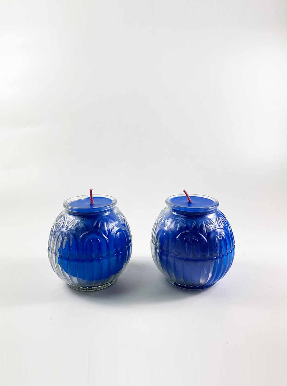 Lotus Embossed Butter Candle Lamp in Blue (32 Hrs)