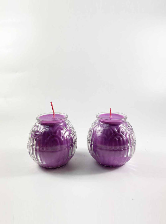 Lotus Embossed Butter Candle Lamp in Purple (32 Hrs)