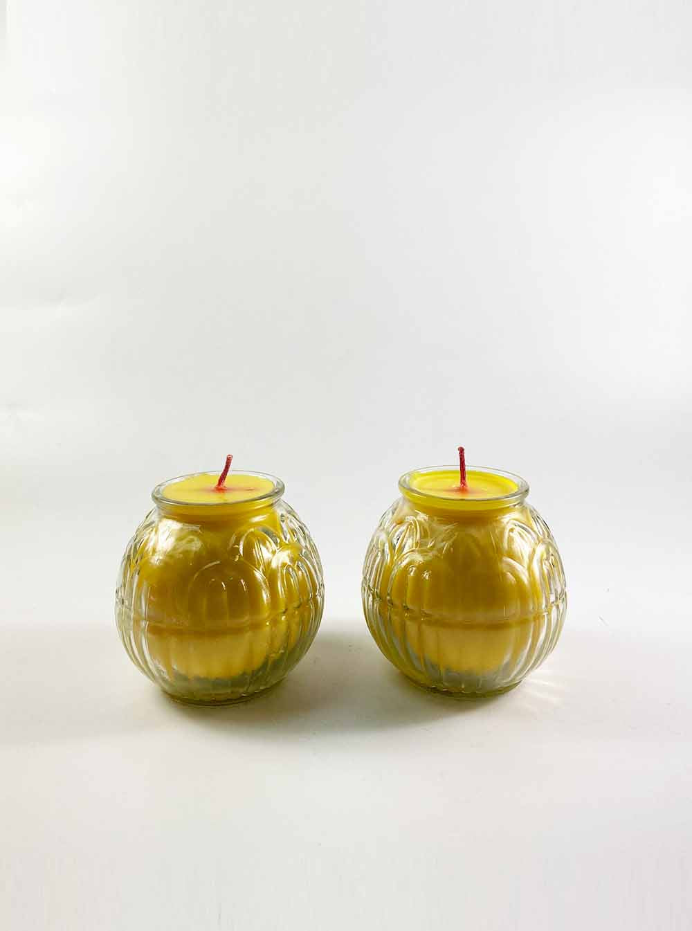 Lotus Embossed Butter Candle Lamp in Yellow (32 Hrs)