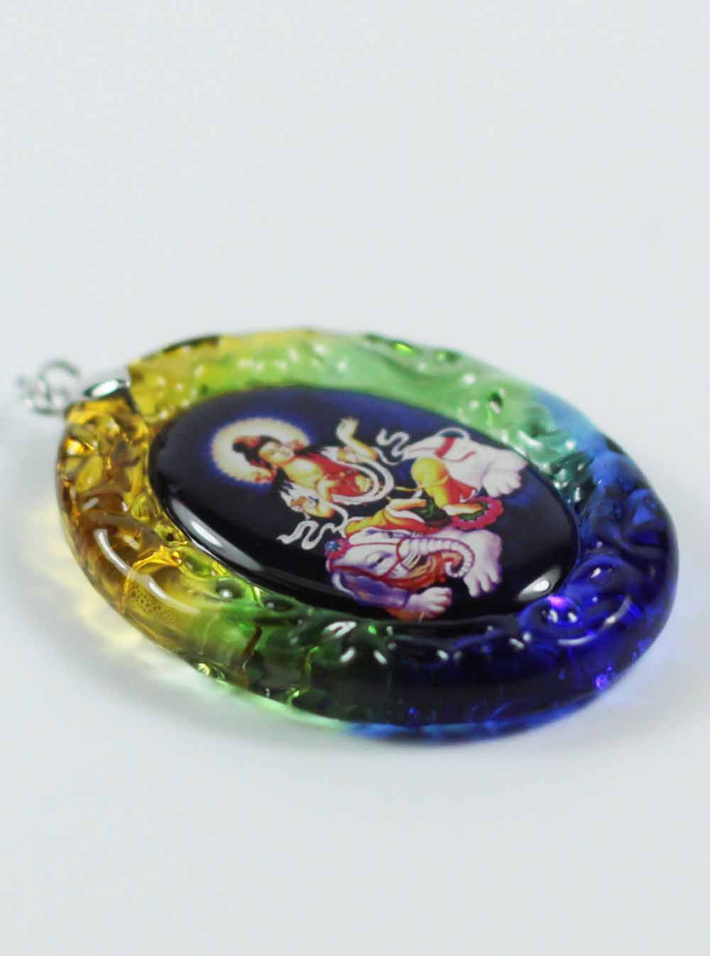 
					Samantabadra Bodhisattva Colour-glazed Glass Pendant				