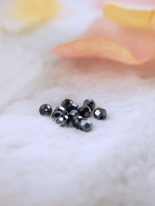 Swarovski Beads 5000 - 4MM - 12pc - Jet-Hematite-2X